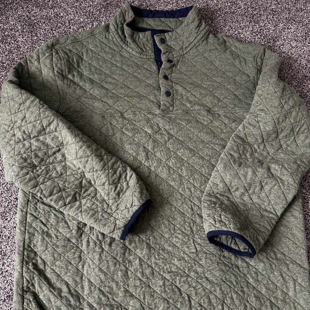Merona Quilted Snap Pullover - Men's XL - Olive and Blue